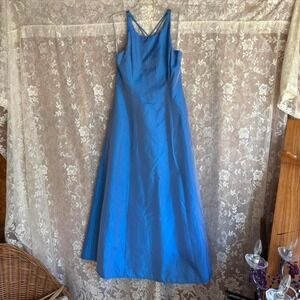 Vintage 90s/y2k Roberta size 13/14 Blue Maxi Formal Prom dress with Cross Strap